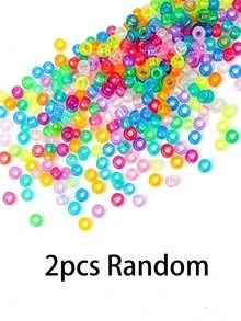 1000/2pcs Fluorescent Glow Horseshoe Beads, 9mm Plastic Handmade Beads, Suitable For DIY Jewelry Making, Ideal For Friendship Bracelets, Necklaces And Hair Braiding Projects, 9 Vibrant Fluorescent Colors, Lightweight And Easy To Thread - Mixed Style - View 9
