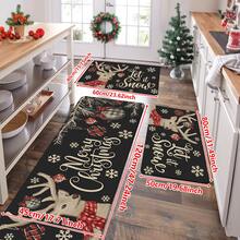 1/2/3pcs Christmas Theme Kitchen Rug, Flannel Kitchen Mat, Soft Comfortable Absorbent Non-Slip Machine Washable With Non-Slip Backing, Suitable For Multiple Scenes: Entryway, Living Room, Bedroom, Kitchen, Dining Room, Bathroom, Laundry Room, Hallway, Christmas Holiday Home Decor - Multicolor - View 11
