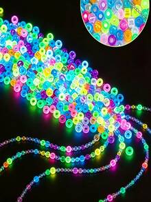 1000/2pcs Fluorescent Glow Horseshoe Beads, 9mm Plastic Handmade Beads, Suitable For DIY Jewelry Making, Ideal For Friendship Bracelets, Necklaces And Hair Braiding Projects, 9 Vibrant Fluorescent Colors, Lightweight And Easy To Thread - Mixed Style - View 6