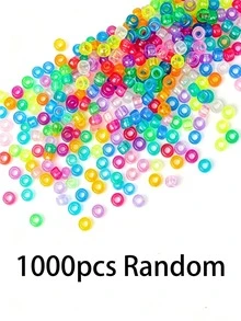 1000/2pcs Fluorescent Glow Horseshoe Beads, 9mm Plastic Handmade Beads, Suitable For DIY Jewelry Making, Ideal For Friendship Bracelets, Necklaces And Hair Braiding Projects, 9 Vibrant Fluorescent Colors, Lightweight And Easy To Thread - Mixed Style - View 10