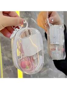 Mini Transparent Zipper Storage Bag, Multifunctional Jewelry Device Storage Box, Suitable For Headphones, Charging Case, Keychain, Ring, Transparent Travel Accessory Bag, Toiletries Bag - Multicolor - View 4