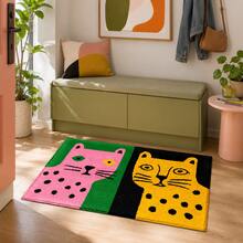 1pc Polka Dot Leopard Contrast Color Artistic Pattern Printed Faux Cashmere Kitchen Mat, Absorbent Kitchen Floor Mat, Kitchen Rug, Long Strip Foot Mat, Sink Front Mat, Suitable For Kitchen, Bathroom, Entryway, Hallway, Laundry Room And Home Decor - Multicolor - View 2