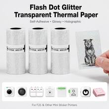 Flash Dot Glitter Transparent Mini Printer Thermal Sticker Paper Self-Adhesive 53 X 28mm, Thermal Printer Paper, Compatible With Most Mini Pocket Receipt Printers For Notes Journal Photo Study - View 4