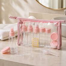 1/2 Set Perlengkapan Mandi Portabel untuk Perjalanan, Termasuk Tas Kosmetik Transparan, Botol Semprot dan Botol Pompa Isi Ulang, Wadah Krim, Pipet, Spatula, dan Label, Wadah Anti Bocor untuk Dibawa dalam Pesawat, Cocok untuk Produk Perawatan Kulit, Sampo, Liburan, dan Penggunaan di Hotel - MultiWarna - View 2