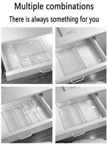 1/7/8 Pcs Clear Acrylic Cosmetic Organizer, With Drawers, Shelves, And Compartments, For Desktop Stationery Storage, Home Desktop And Drawer Storage Box, Back-To-School Essential - A - View 3