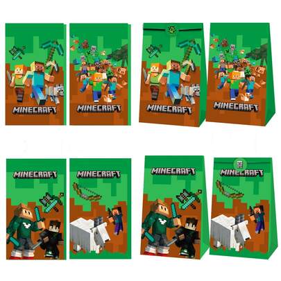 24pcs Cartoon Anime Character Cute Paper Gift Bags With Matching Stickers, Anime Character Cartoon Party Favor Bags, Birthday Candy Snack Packaging Bags; Birthday Theme Party Decoration Supplies, Suitable For Halloween, Christmas, Holiday Dress-Up, K-Pop Fan Concerts, Music Festivals, Cosplay Parties, Pajama Parties, Outdoor Picnics, Holiday Celebrations; Portable Cartoon Storage Bags, Can Hold Small Gifts, Candies, As Party Favor Gift Bags