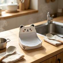 1件式垂直檯面鍋蓋收納架，雙槽分隔設計適用鍋蓋、鍋鏟與砧板，高邊防滑穩固耐高溫燒製陶瓷鍋蓋架，多功能廚房檯面瀝水收納架，適用居家、飯店、餐廳與商業廚房 - 彩色 - 查看 8