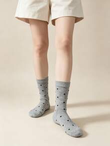 1/4 Pair All-Season Polka Dot Versatile Comfortable Mid-Calf Socks - Multicolor - View 3