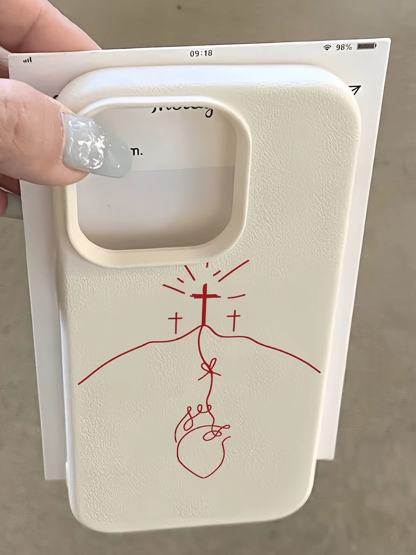 1件白色線條愛心十字個性化極簡全包覆TPU防震手機殼,適用於Apple 18 17 16 15 14 13 12 11 Pro Max Air及系列 - 彩色 - 查看 1
