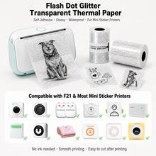 Flash Dot Glitter Transparent Mini Printer Thermal Sticker Paper Self-Adhesive 53 X 28mm, Thermal Printer Paper, Compatible With Most Mini Pocket Receipt Printers For Notes Journal Photo Study - View 5