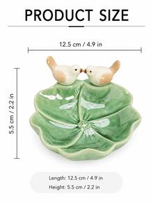 1pc Creative Bird Ceramic Tray, Elegant Lotus Shaped Decorative Dish, Fashionable Multi-Functional Jewelry, Small Accessories, Dessert And Snack Storage Plate, Suitable For Vanity, Coffee Table, Living Room Home Desktop Decor - Multicolor - View 2