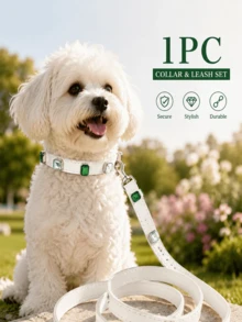 1pc Leather Pet Collar, Luxury Emerald & AB Rhinestone Cat Dog Collar, Adjustable Buckle Shiny Neck Collar, Suitable For Small And Medium Pets Party Photo Decoration - Multicolor - View 2