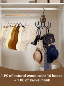 1/3pcs Multi-Function Hat Rack With 8 Hooks, Suitable For Wardrobe, Bras, Vests And Other Clothing Storage, Rotating Metal Hanger, Space-Saving, Ideal For Dorm And Apartment Closet Organization - Multicolor - View 16