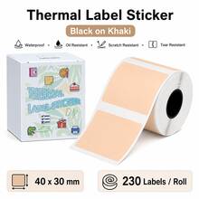 Sticker Label M110/M221/M220/M120/M200/M110S Thermal Label- Black On Khaki 1.57"X1.18"(40x30mm) For Small Business, Home, Office, 230 Labels/Roll - View 4