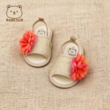 RABEISIR Summer Baby Girl Walking Shoes, Infant Walking Sandals 0-1.5 Years Breathable Floral Shoes - Champagne - View 9