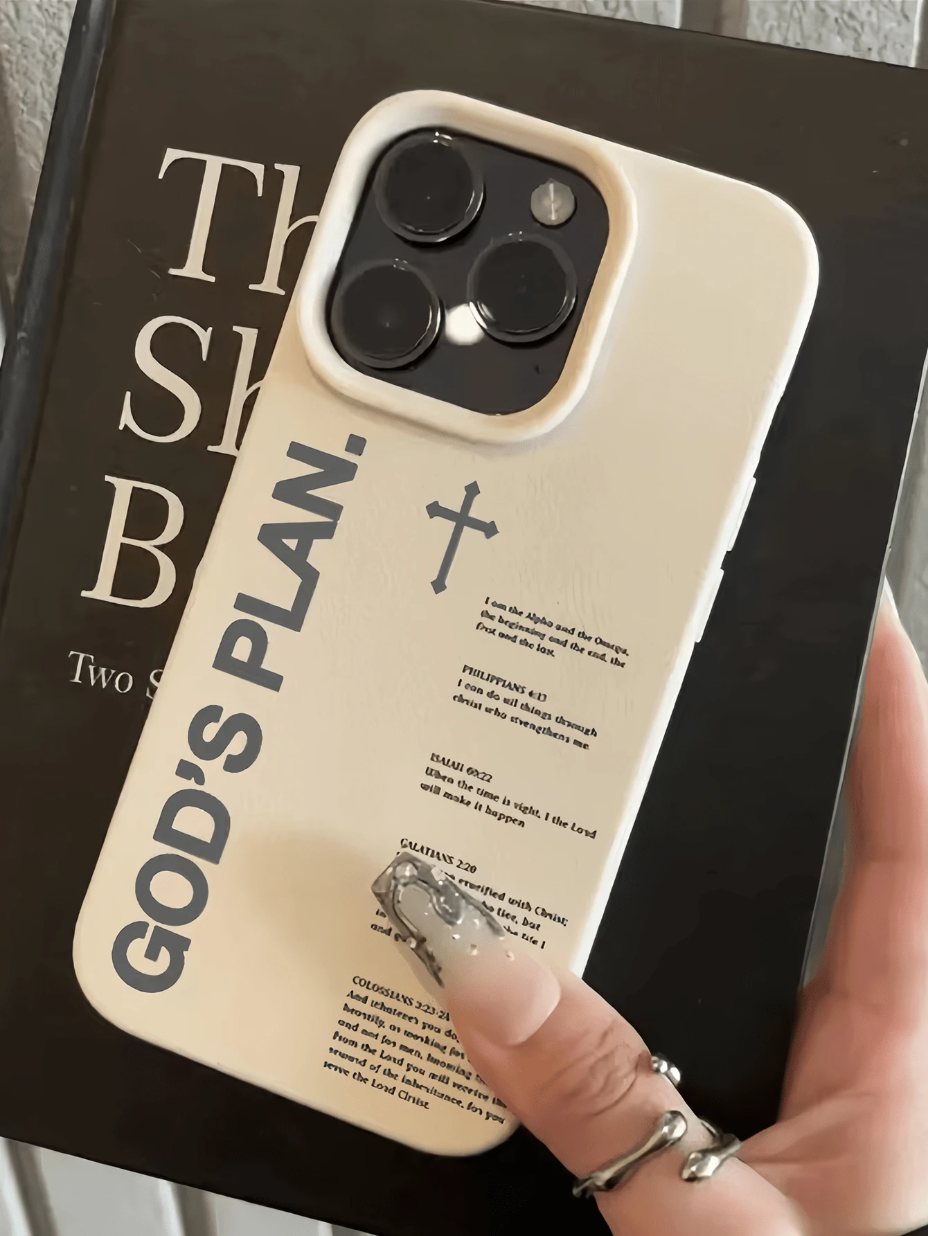 1件白色十字架與詩篇極簡風全包覆TPU防震手機殼,適用於Apple 18 17 16 15 14 13 12 11 Pro Max Air及系列 - 彩色 - 查看 1