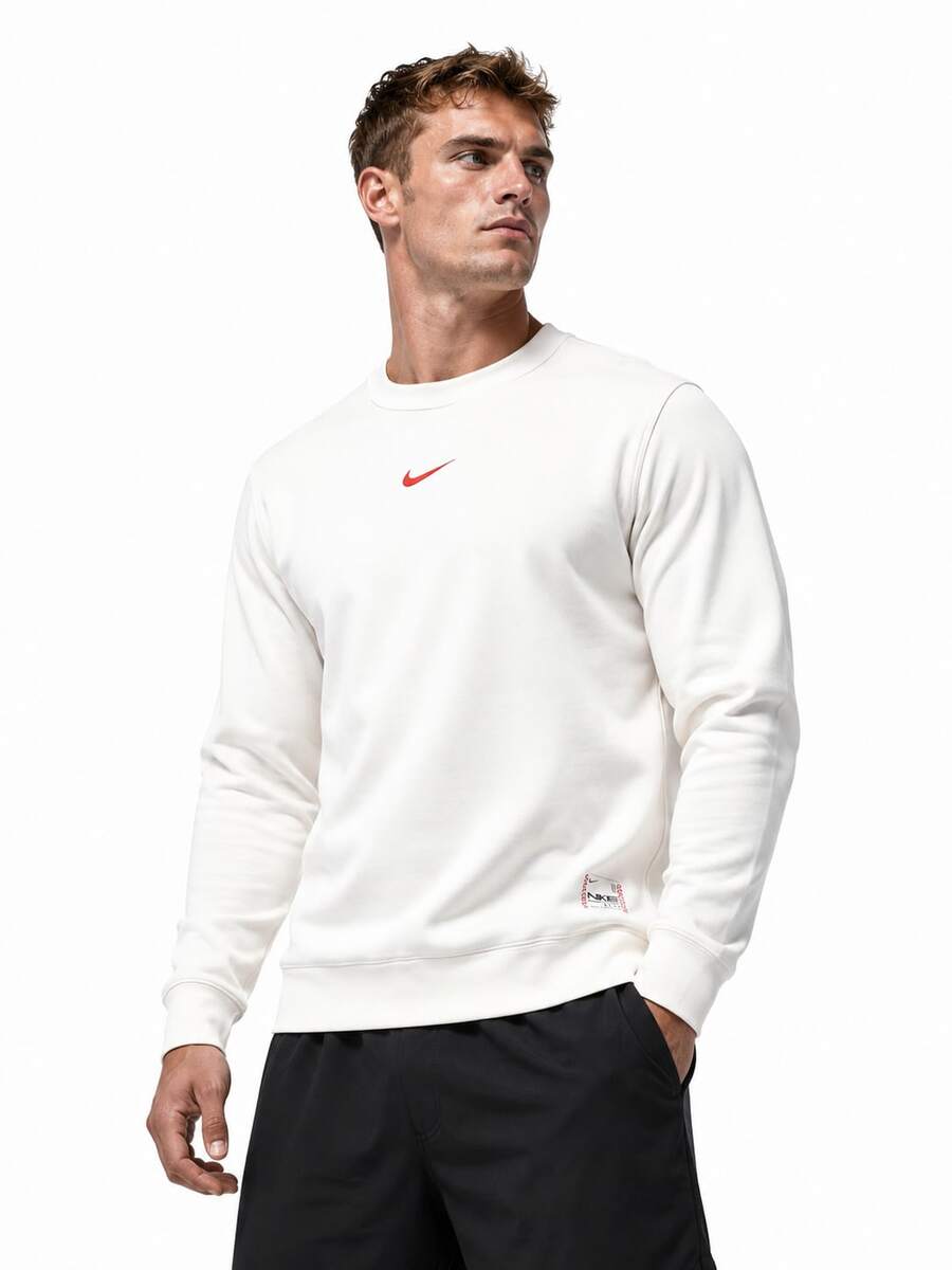 Nike Men's Outdoor Sports Casual Comfortable Crew Neck Fleece Sweatshirt, Recommend Buying One Size Up - White - View 1