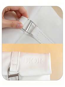 Dior Minimalist Premium White Fold-Over PU Cosmetic Bag With Metal Buckle, Large Capacity Makeup Organizer - White Foldable Bag - View 8