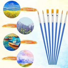 50Pcs Nylon Pointed Tip & Flat Tip Paint Brushes, Suitable For Gouache, Watercolor, Acrylic Paint, Art Painting, Small Paint Brushes, Line Drawing, Outlining, Doodling - Sets - View 7