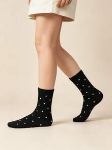 1/4 Pair All-Season Polka Dot Versatile Comfortable Mid-Calf Socks - Multicolor - View 9