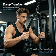 3PCS /2PCS/1pc Tricep Rope Cable Attachment, Heavy‑Duty Braided Nylon Rope With Solid End Caps, Fitness Accessory For Biceps Triceps Back Strength Training, For Home Gym Cable Machine - Black - View 3