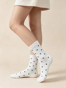1/4 Pair All-Season Polka Dot Versatile Comfortable Mid-Calf Socks - Multicolor - View 8