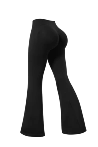 NcmRyu Women's 1pc Colorblock Fold-Over High Waist Running Gym Yoga Pants With Flared Leg - Black - View 8