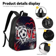 Football Theme 2D Print 3 Pieces Backpack Set, Large Capacity Backpack With Crossbody Bag And Pencil Case, Side Elastic Mesh Pocket For Water Bottle, Wide Breathable Adjustable Shoulder Straps, Sports Style Daily Commute Travel Casual Storage Bag - Printed Bag - View 5