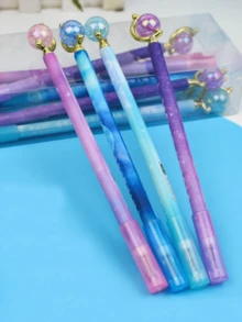 4pcs Student Neutral Pens, Cartoon Unicorn Water-Based Pens, Creative Learning Stationery Office Supplies Black Ink Pens - Sets - View 2