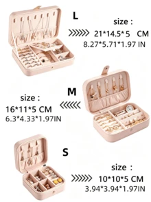 1pc Large Capacity Jewelry Storage Box, Pink PU Leather Portable Jewelry Box With Removable Dividers And Necklace Hooks, Multi-Functional Storage For Earrings, Rings, Necklaces And Bracelets, Compact And Lightweight, Suitable For Daily And Travel Use - Pink - View 4