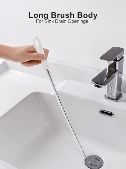 Flexible Drain Pipe Cleaning Tool, Kitchen And Bathroom Hair Catcher, Manual Clog Remover, Plastic Sink Strainer, No Electricity Required, Waste Pipe Cleaner, Easily Remove Hair And Debris