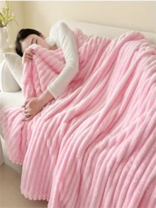 Doppelseitige Plüsch-Winterdecke - Ultra weich und warm für Bett, Sofa und Nickerchen, dick und bequem, weißer Vintage-Stil Heimdekoration, süße Decke, Bettwärmer, Raumdekoration Wärme, hochwertige Textildecke - Pink - Übersicht 1