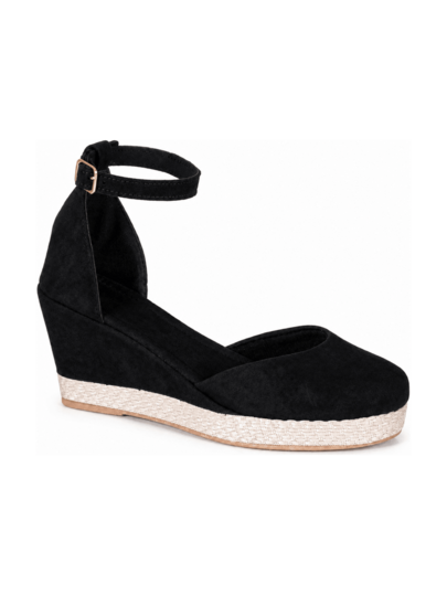 Sandália Feminina Anabela Espadrille Bico Fechado Plataforma com Fivela Confortável