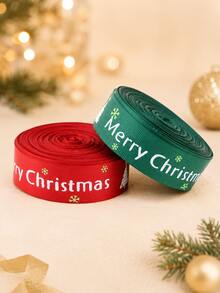 Classic Holiday Polyester Satin Ribbon, Printed With Merry Christmas Letters, Christmas Tree And Snowflake Patterns, Red And Green Decorative Gift Wrapping Ribbon, Suitable For Gift Wrapping, DIY Bow Making, Handmade Projects, Wreath Decoration, Holiday Parties And Winter Celebrations - One Size - View 9