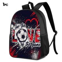 Football Theme 2D Print 3 Pieces Backpack Set, Large Capacity Backpack With Crossbody Bag And Pencil Case, Side Elastic Mesh Pocket For Water Bottle, Wide Breathable Adjustable Shoulder Straps, Sports Style Daily Commute Travel Casual Storage Bag - Printed Bag - View 12