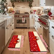 1/2/3pcs Christmas Theme Kitchen Rugs, Flannel Kitchen Mats, Soft Comfortable Absorbent Non-Slip Machine Washable With Non-Slip Backing, Suitable For Multiple Scenes: Entryway, Living Room, Bedroom, Kitchen, Dining Room, Bathroom, Laundry Room, Hallway, Christmas Holiday Home Decor Floor Mat - Multicolor - View 14