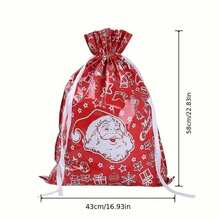 2/4/6pcs Extra Large Christmas Drawstring Gift Bags, Durable Plastic Bags With Santa Claus Pattern, Holiday Party Gift And Candy Storage Bags - View 8