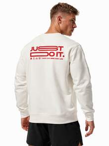 Nike Men's Outdoor Sports Casual Comfortable Crew Neck Fleece Sweatshirt, Recommend Buying One Size Up - White - View 2