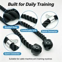 3PCS /2PCS/1pc Tricep Rope Cable Attachment, Heavy‑Duty Braided Nylon Rope With Solid End Caps, Fitness Accessory For Biceps Triceps Back Strength Training, For Home Gym Cable Machine - Black - View 6