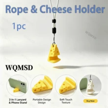 2/1pc INS Style Mini Cheese Phone Stand, Yellow & White Color Options, Compact & Portable Keychain Pendant, Lightweight Space-Saving Design, Hands-Free Desktop Phone Holder For Watching Videos And Short Clips, Creative Phone Base For Travel And Home Use - Little Cheese - View 11