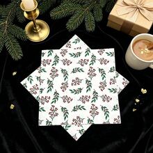 20 Pcs 13 * 13 Inch 4 Christmas Berry Holly Print Combination Disposable Napkins, 5pcs Per Pattern, Suitable For Christmas Parties, Winter Banquets, Table Decorations, Restaurants, Outdoor Picnics, And Holiday Party Decorations - View 8