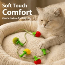 1pc/3pcs Persimmon And Tomato Shaped Straw Cat Teaser Toy, Suitable For All Cat Breeds, Interactive Toy With Bell, Relieves Boredom, Suitable For All Sizes Of Kittens And Adult Cats - View 8