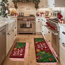1/2/3pcs Christmas Theme Kitchen Rug, Flannel Kitchen Mat, Soft Comfortable Absorbent Non-Slip Machine Washable With Backing, Suitable For Multiple Scenes: Entryway, Living Room, Bedroom, Kitchen, Dining Room, Bathroom, Laundry Room, Hallway, Christmas Holiday Home Decor - Multicolor - View 15