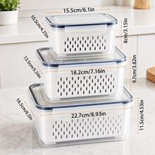 6pcs/Set (2 Lids, 2 Boxes, 2 Strainer Baskets) Square Food Storage Containers, PP Material Reusable Fridge Organizer Boxes, Suitable For Scallion, Parsley, Cilantro, Garlic, Noodles, Eggs - View 8