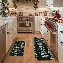 1/2/3pcs Christmas Theme Kitchen Rug, Flannel Kitchen Mat, Soft Comfortable Absorbent Non-Slip Machine Washable With Non-Slip Backing, Suitable For Multiple Scenes: Entrance, Living Room, Bedroom, Kitchen, Dining Room, Bathroom, Laundry Room, Hallway, Christmas Holiday Home Decor Multi-Functional Floor Mat - Multicolor - View 5