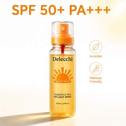 Spray Protector Solar SPF50+ PA+++, Invisible Sin Rastro Blanco, Fórmula No Grasosa Amigable con el Maquillaje, Protección de Amplio Espectro UVA/UVB, Spray Solar Ligero para Rostro y Body, 90ml