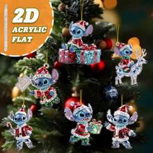 Panini Stitch Christmas Tree Ornaments, 2D Flat Acrylic Hanging Decorations, Cute Character Pendant For Xmas Tree Home Holiday Party Decor - Random Styles - View 13