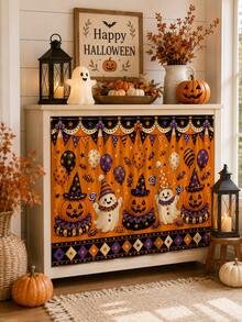 1pc-Halloween Multipurpose Decorative Curtain, Pumpkin Ghost Balloon Candy Party Print, Home Storage Cover & Holiday Decor - Multicolor - View 8