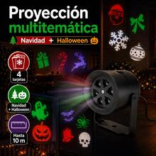 Proyector LED de Luces Navideñas y Halloween con 4 Tarjetas Intercambiables, Luz Decorativa de Proyección Multicolor hasta 10m con Ángulo Ajustable para Interiores, Sala, Fiestas y Fachadas, Conector Eléctrico Enchufable con Base Estable - Tipo de Enchufe A USA (110-127V) - Ver 2