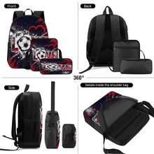Football Theme 2D Print 3 Pieces Backpack Set, Large Capacity Backpack With Crossbody Bag And Pencil Case, Side Elastic Mesh Pocket For Water Bottle, Wide Breathable Adjustable Shoulder Straps, Sports Style Daily Commute Travel Casual Storage Bag - Printed Bag - View 10